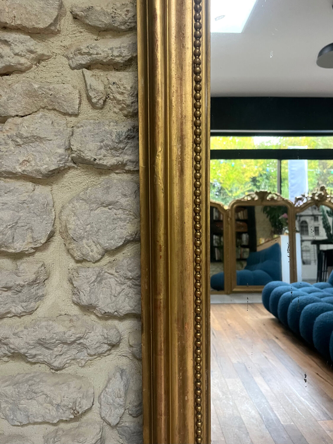 Louis-Philippe gilded fireplace mirror (trumeau style)