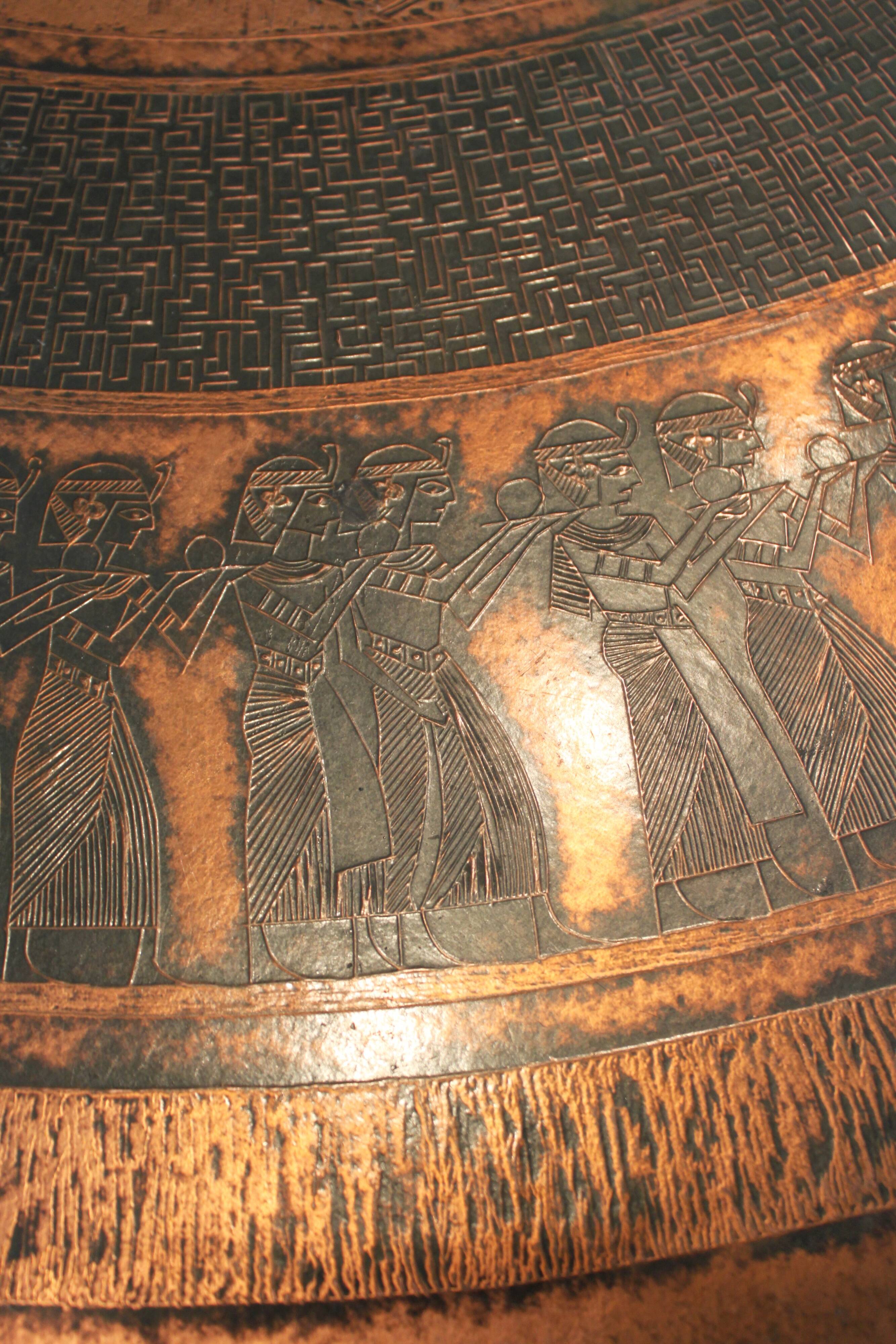 Mid-century copper and wood coffee table, Vad Trevarefrikk, Norway, 1960s.