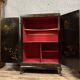 Chinese cabinet in black lacquer and colored decorations