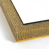 1960s brass wall backlit mirror, frame with glass beads by Palwa