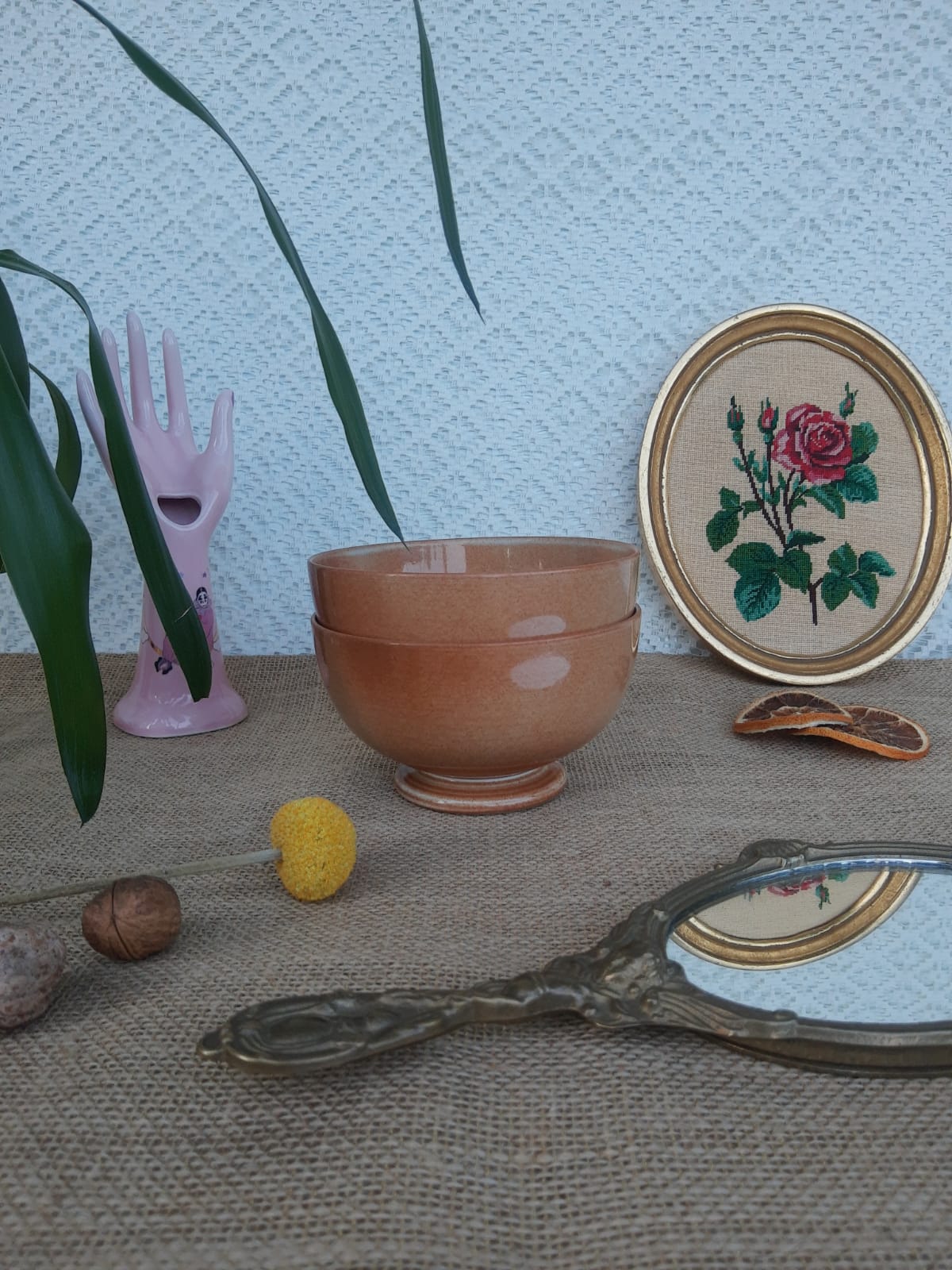 Two piedouche bowls in montgolfier glazed sandstone France