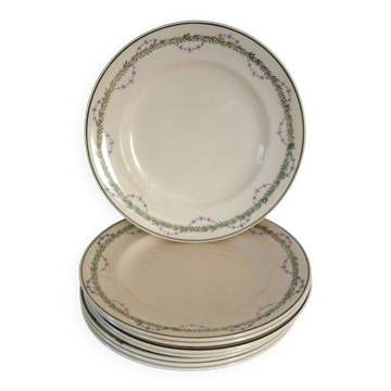 8 flat plates Longwy model Loridan circa 1900