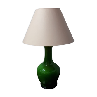 Lampe à poser grande céramique style chinoise vert pomme 1970