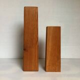 Pair of asymmetrical Scandinavian wooden candlesticks