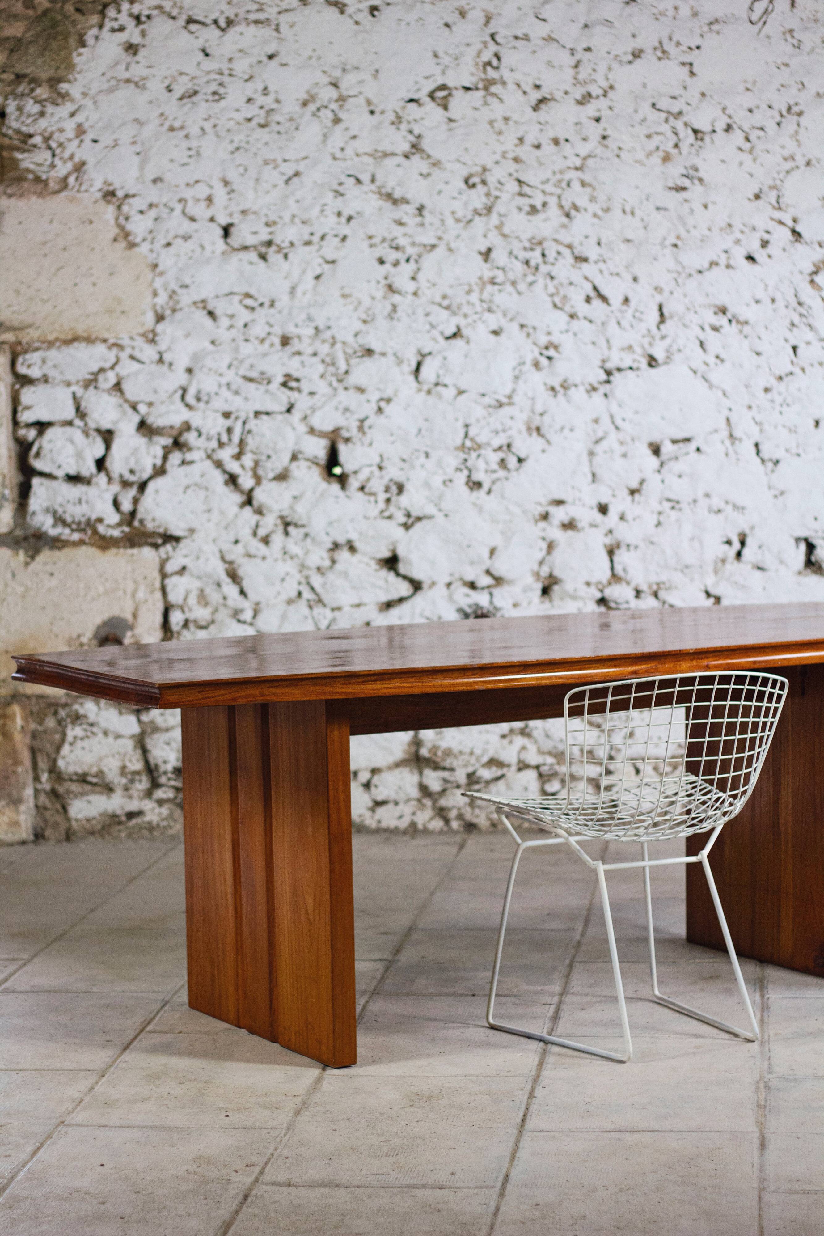 Large table in solid elm, 1970.