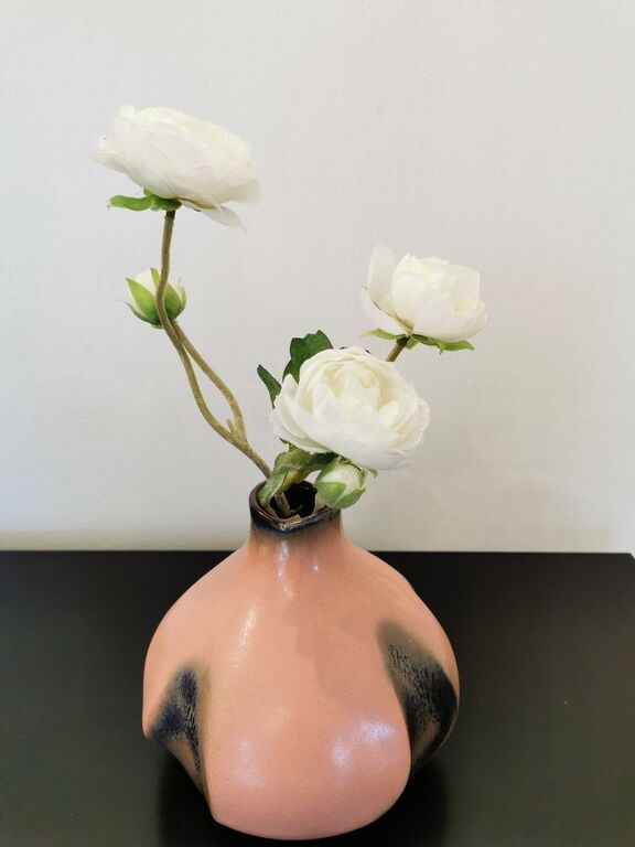 Vintage onion vase BAY West Germany old pink