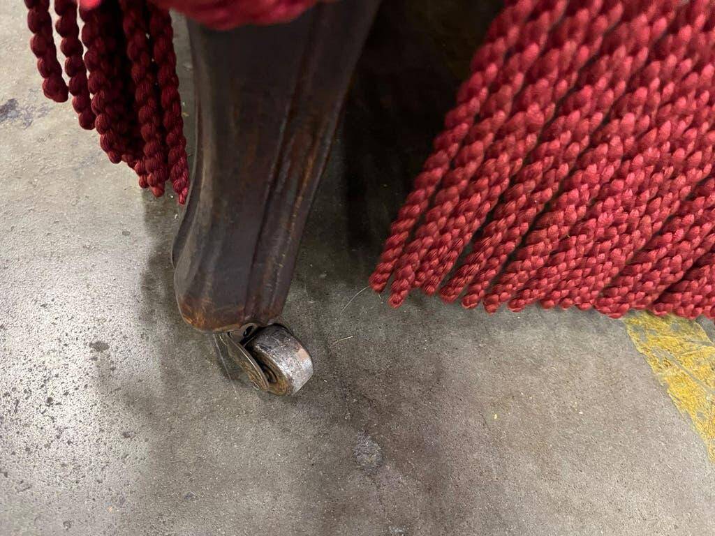 Vintage burgundy fringed armchair/chair