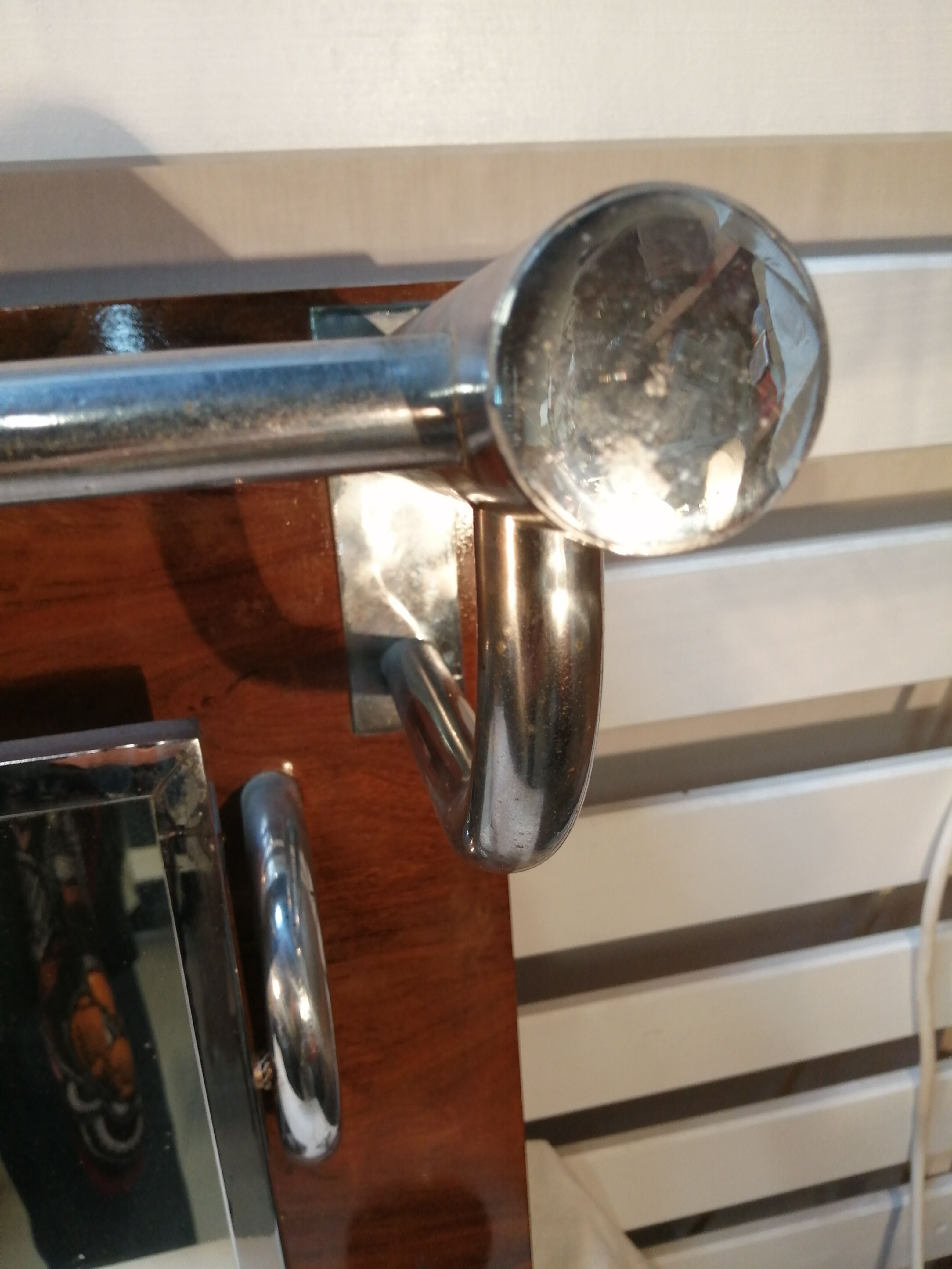 Art Deco wall rack - wood and chrome - vintage
