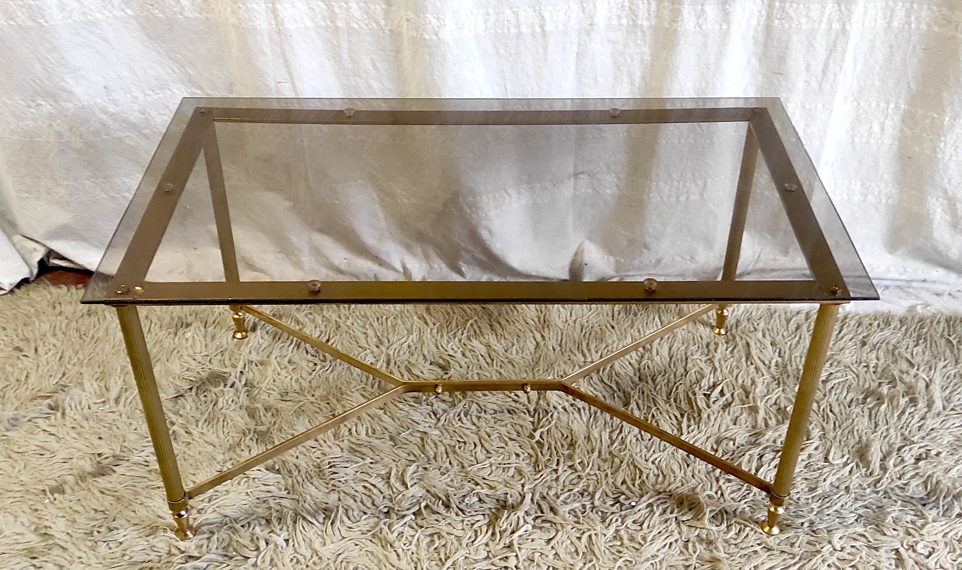 Brass coffee table and smoked glass 60s/70s