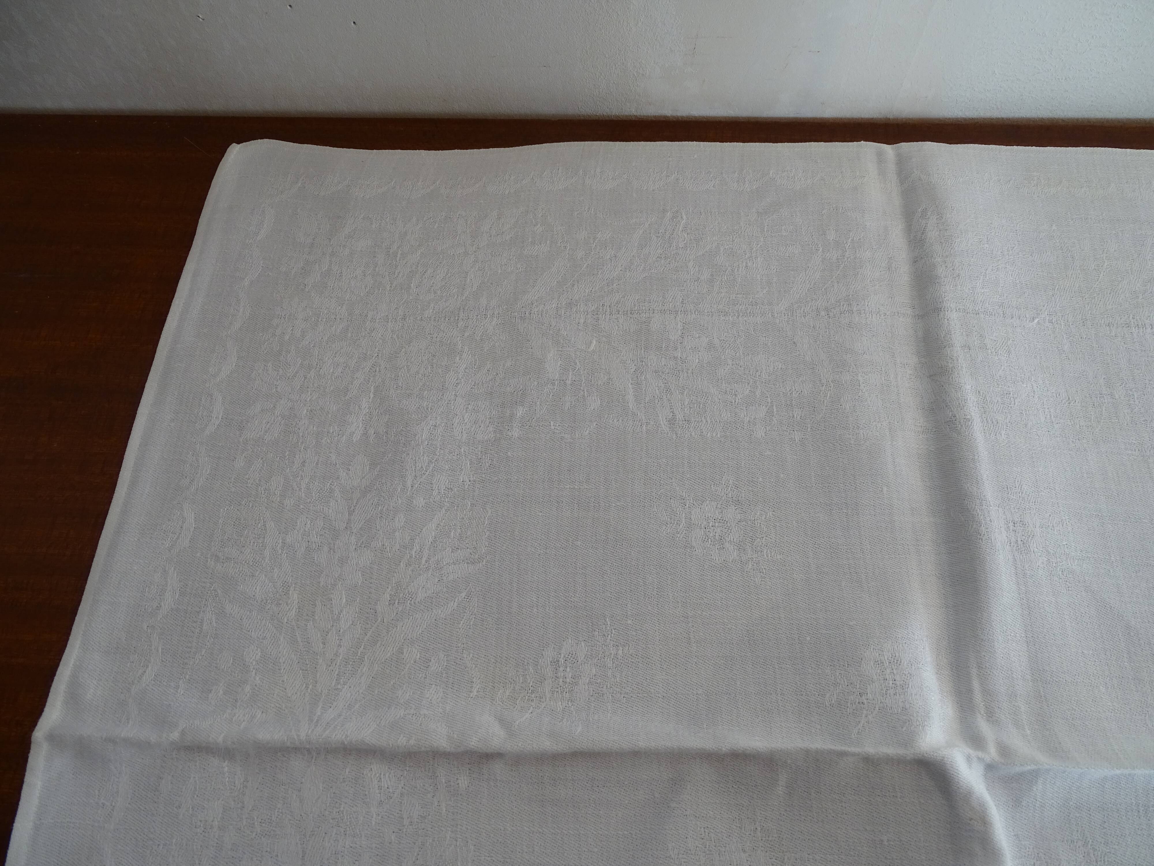Lot de 10 serviettes de table brodées coton damassé monogramme J.G