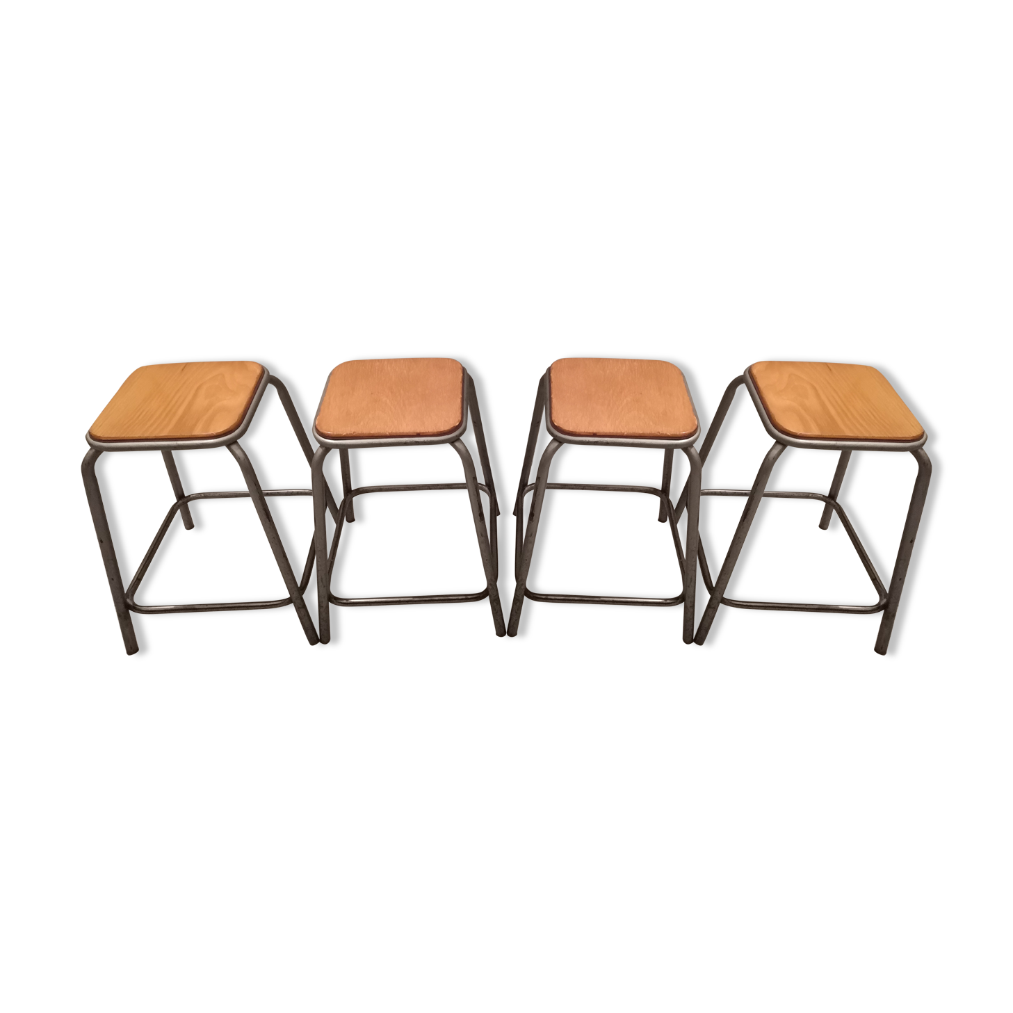 Suite of 4 vintage 60s industrial stools