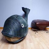 Vintage giant whale wicker storage box