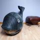 Coffre de rangement osier baleine géante vintage