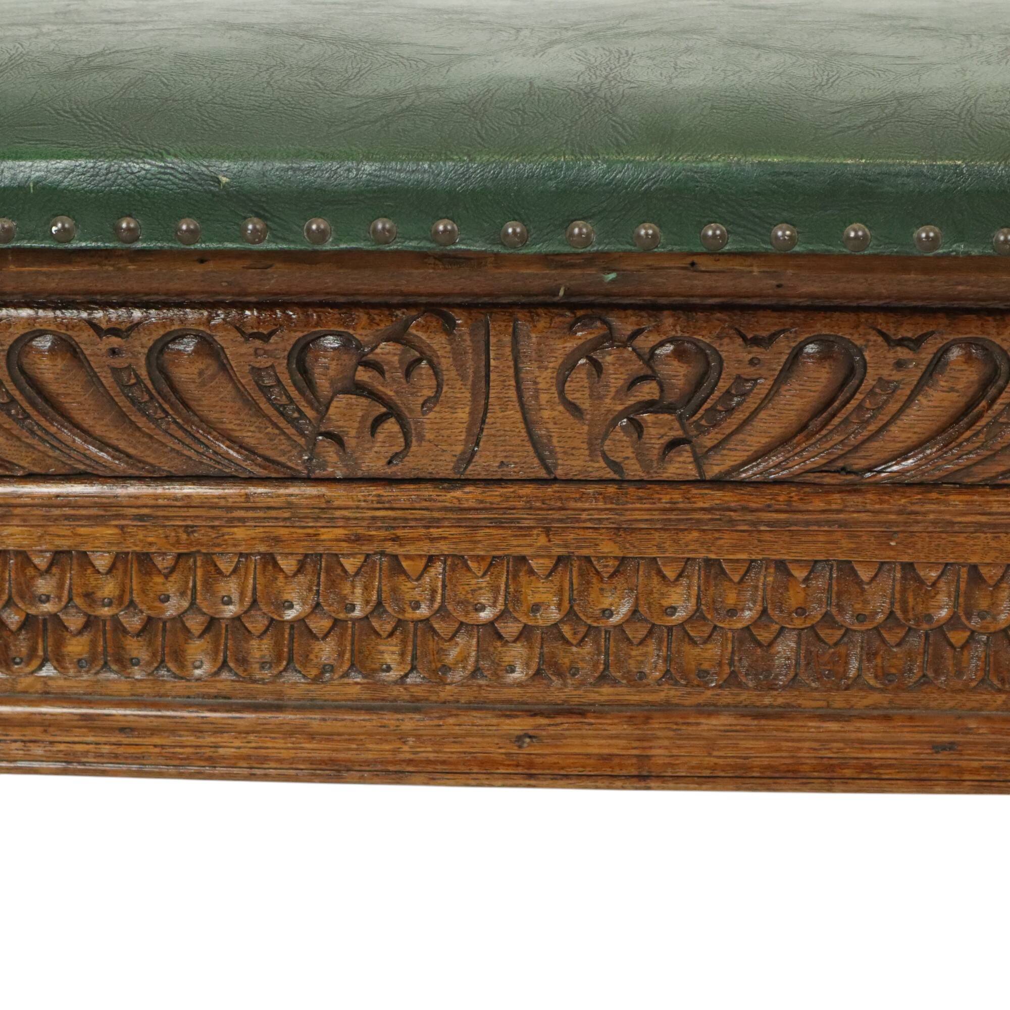 Antique Bench Carved Oak Church Renaissance Revival