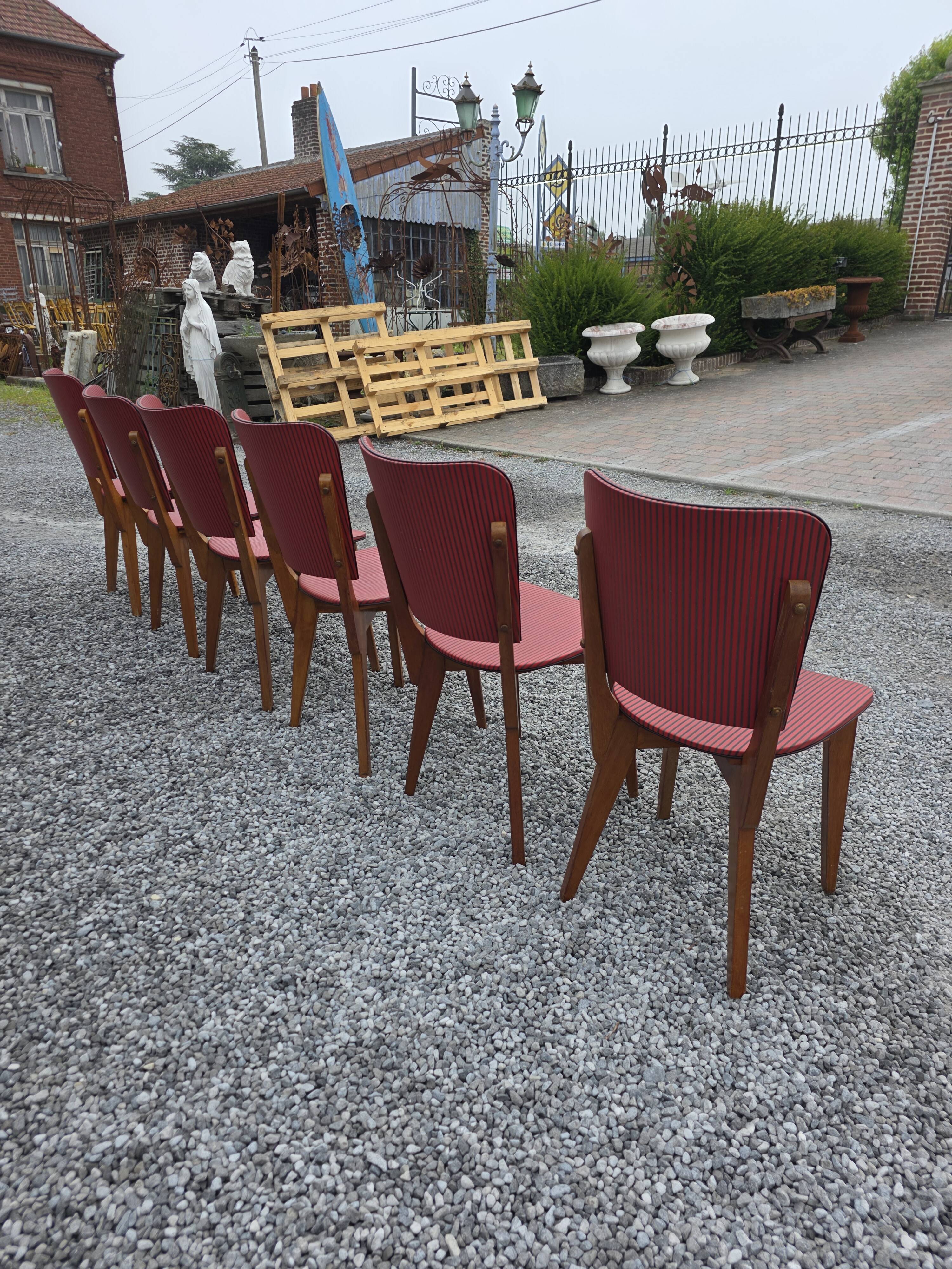 6 vintage oak chairs from the 1960s