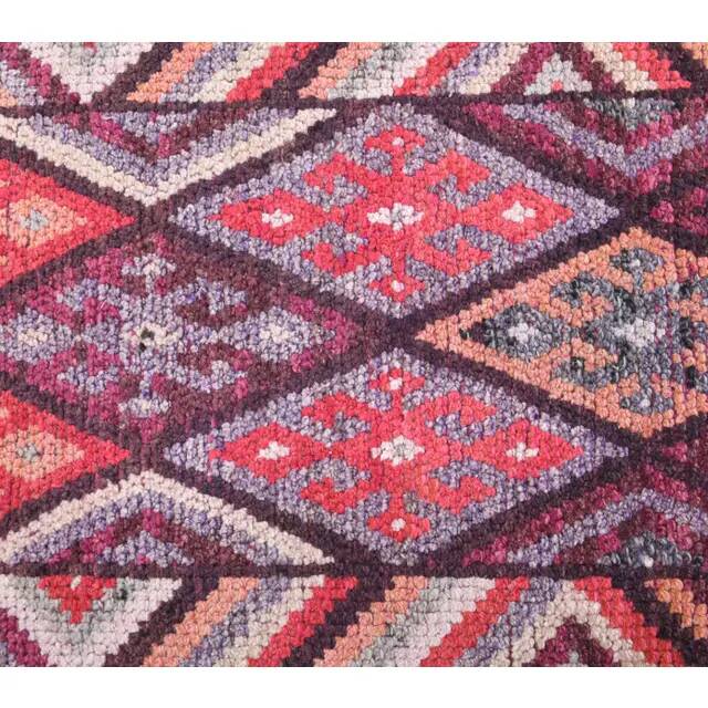Vintage Turkish Oushak Handmade Wool Cotton Pink Runner Rug 80x317