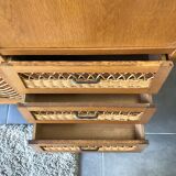 Furniture with wooden secretary and rattan