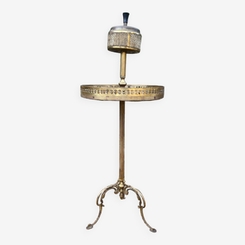 Tripod ashtray pedestal in mahogany and gilded metal, Louis XVI style, 20th century period