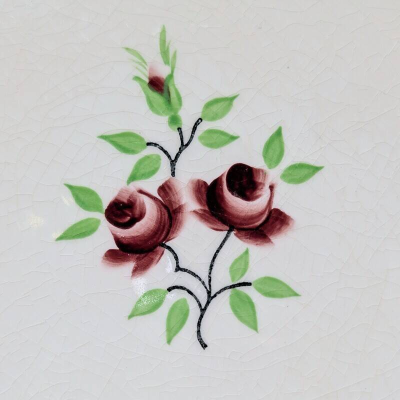 Round earthenware plate Moulin des Loups Orchies model Two Roses