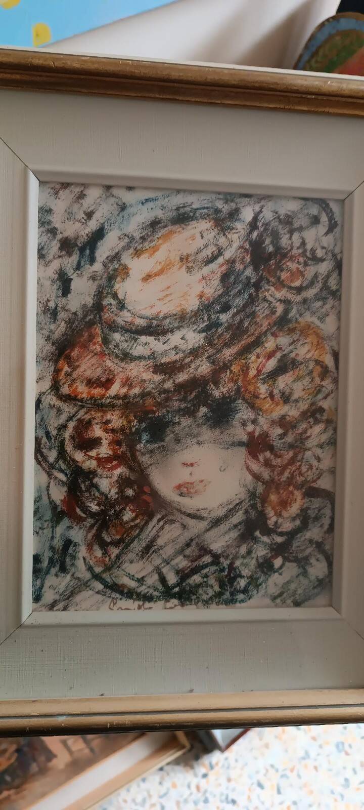 Peinture sur papier aquarelle visage, GUIDO CODOGNONE (1901-1968)