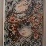 Peinture sur papier aquarelle visage, GUIDO CODOGNONE (1901-1968)