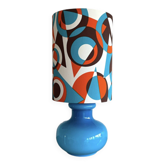 Lampe Transat opaline bleu - tissu vintage 70's