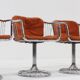 Set of 4 vintage chrome swivel dining room chairs 1970s