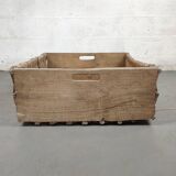 Set of 2 old large baskets with logs wood and wicker
