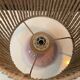 Pink Ceramic Ball Lamp - Hemp Shade - Vintage - 1980s