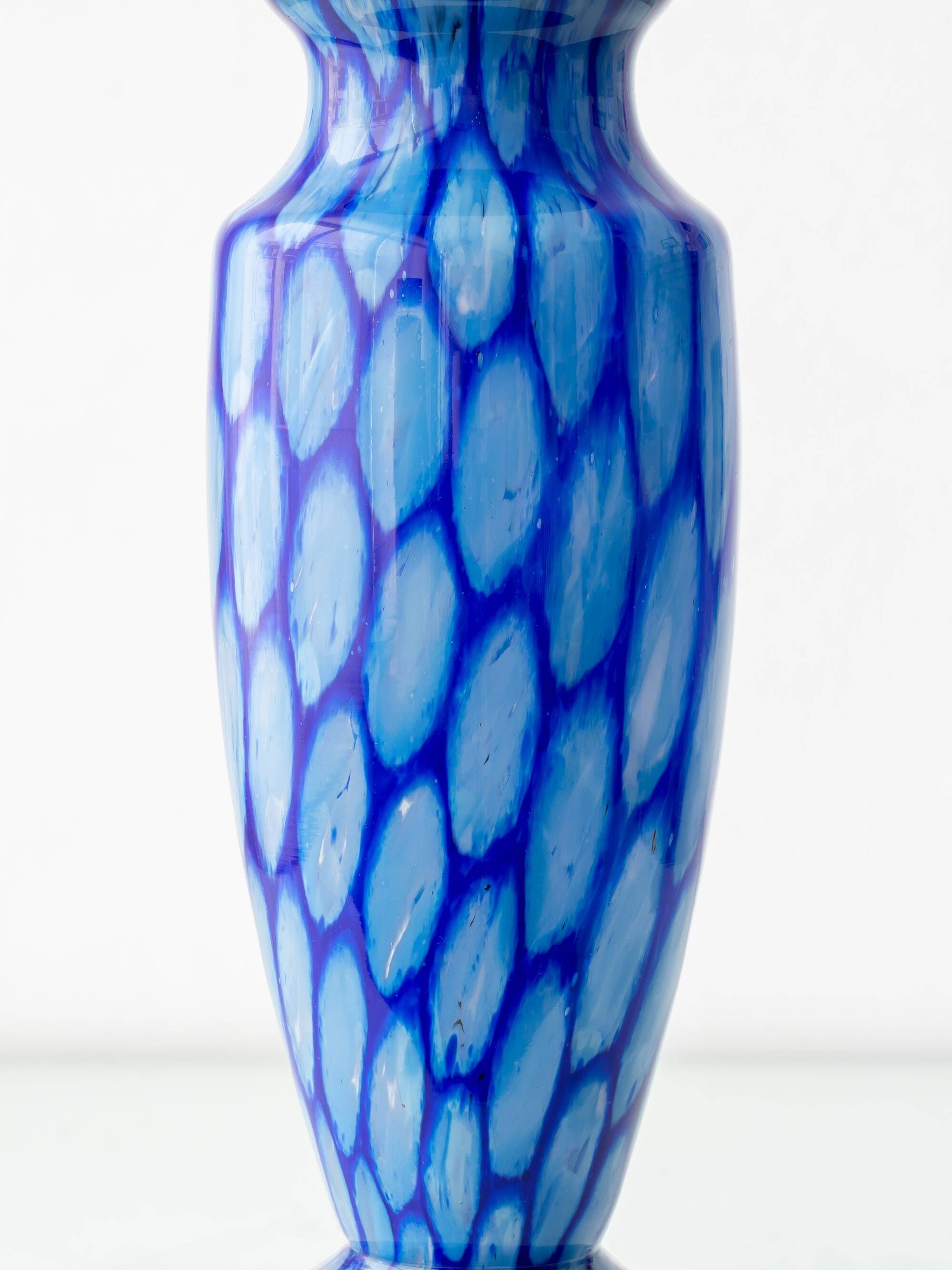 Bohemian Blue Art Glass Table Lamp, Czechoslovakia, circa 1920s