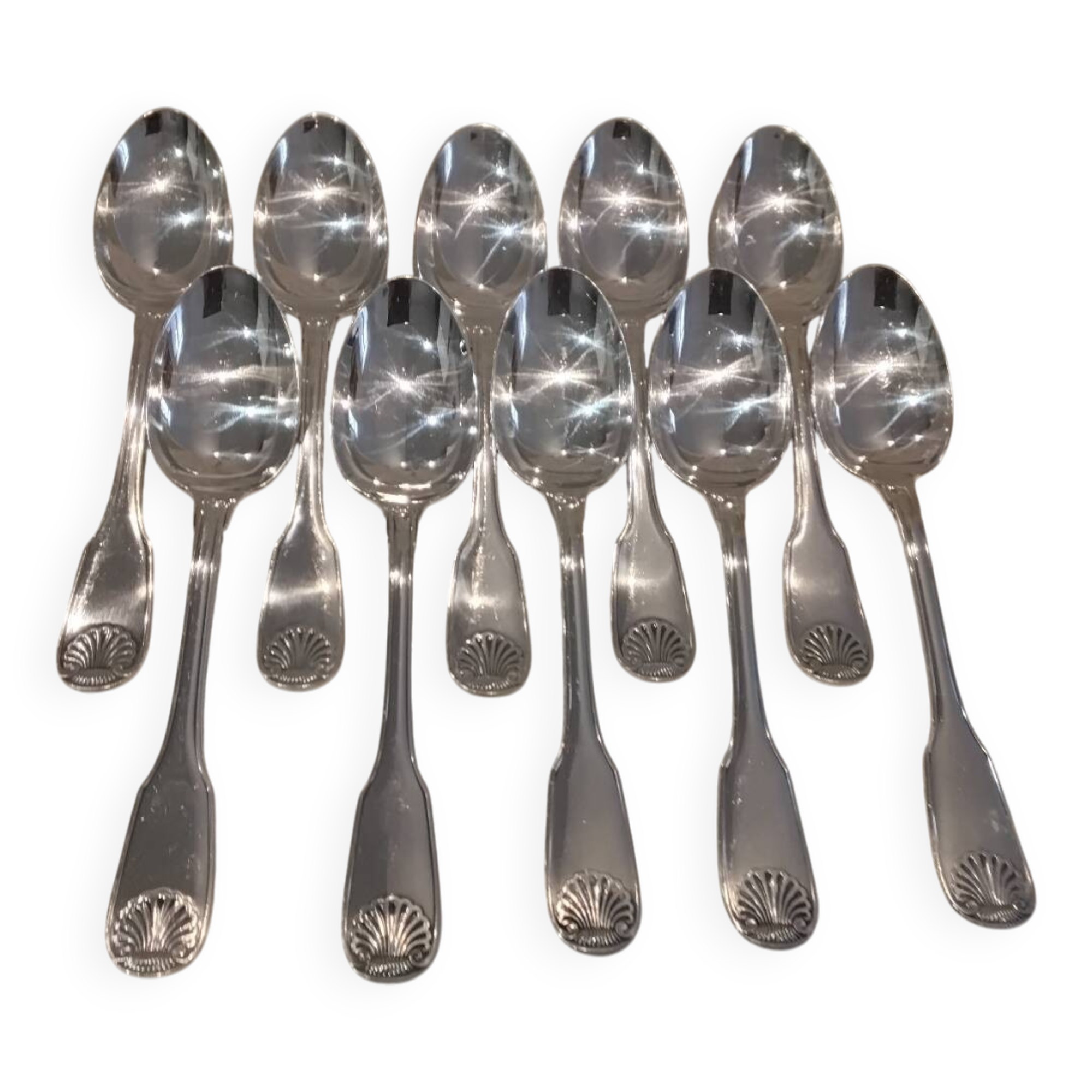 10 silver plated soup spoons, Christofle Vendome, 20.6 cm