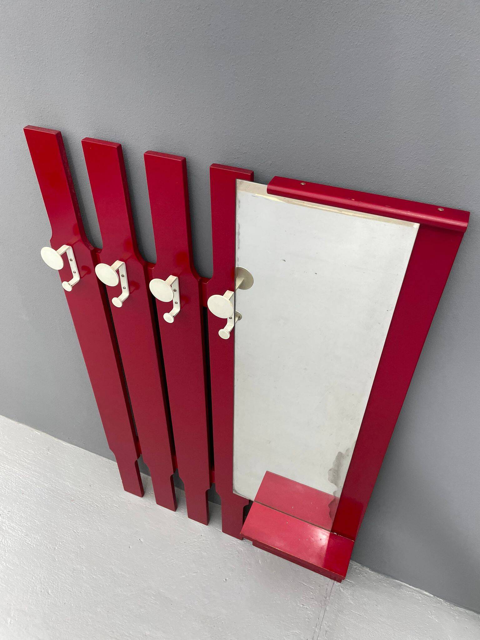 Vintage Wall-Mounted Coat Rack with Mirror and Drawer, 1960s, Czechoslovaki