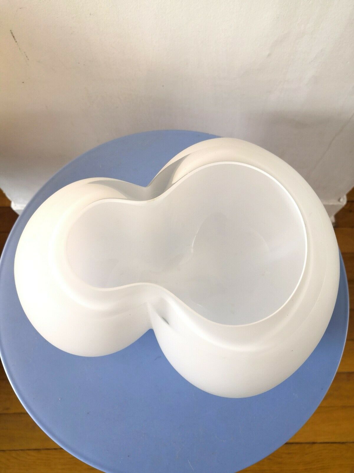 Free-form design vase thick white glass