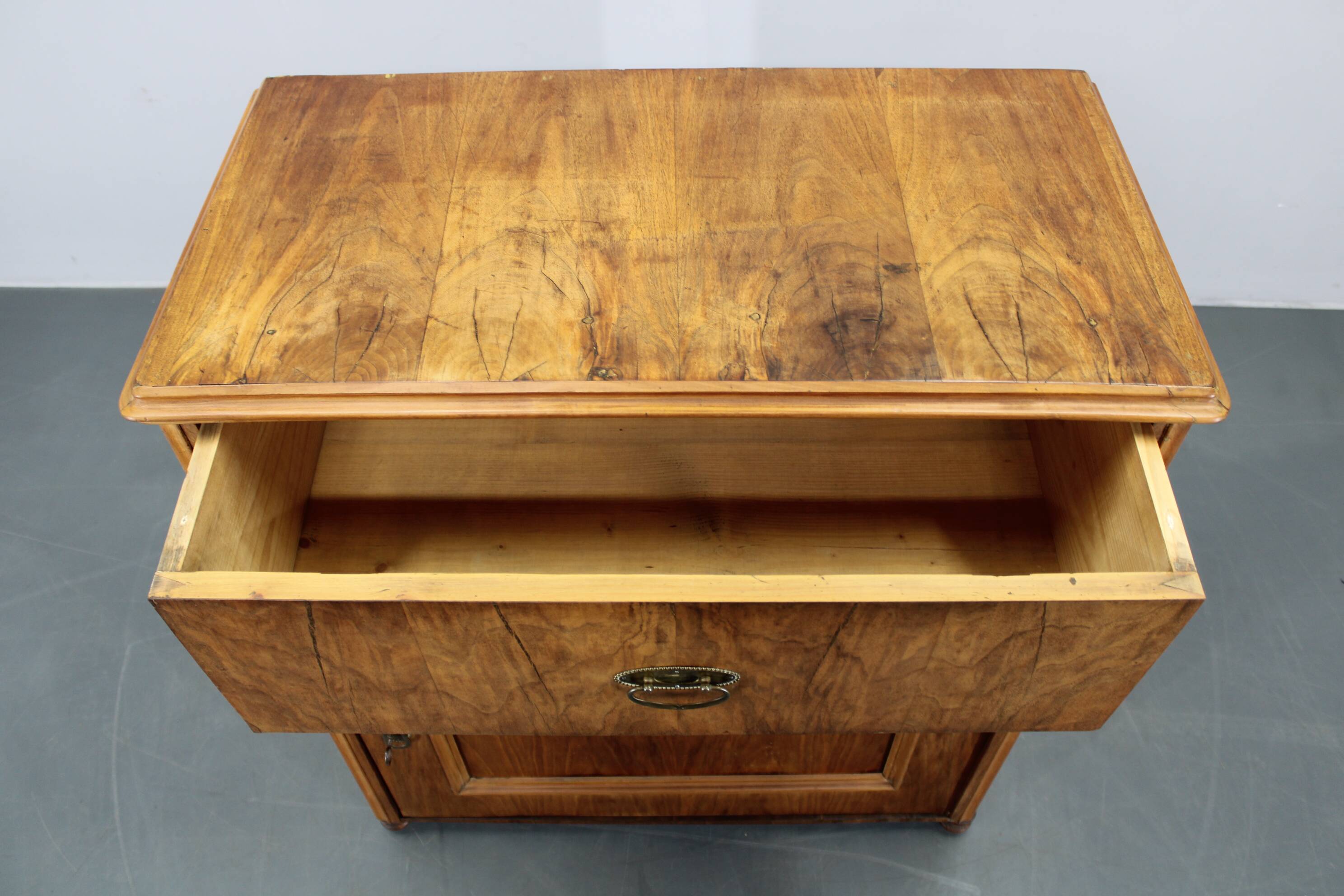 Antique Cabinet in Walnut Finish, Czechoslovakia
