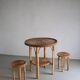 Vintage woven wicker table set | 1980s