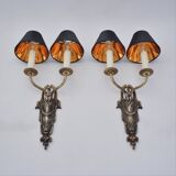 Pair antique sconces wall lights LB Deposé Leboullanger Freres, gilt bronze, 1900 ca, French