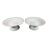 Paire de 2 compotiers en porcelaine blanche et vert