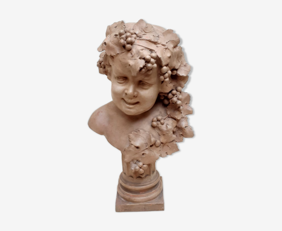 Buste de Bacchus enfant en terre cuite