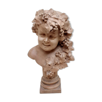 Buste de Bacchus enfant en terre cuite