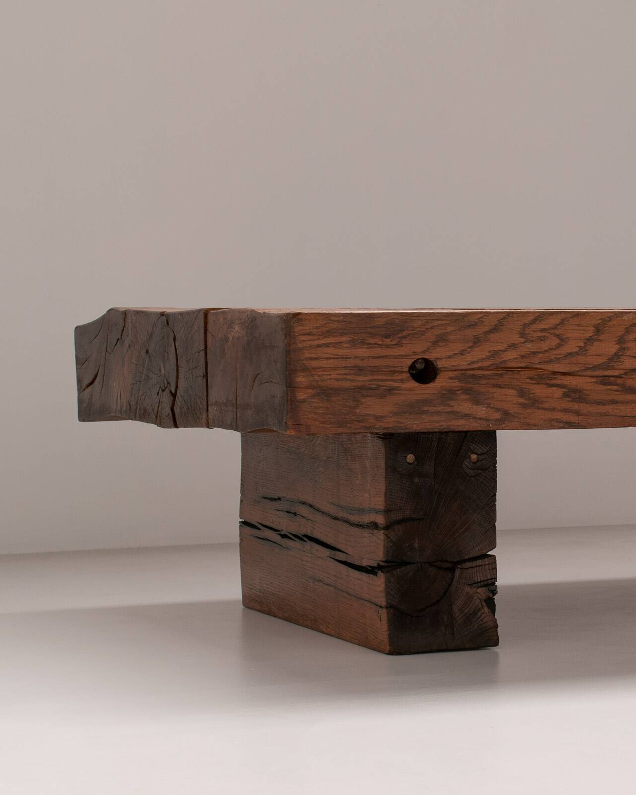 Solid Oak Wabi Sabi Coffee Table, France, 1950s