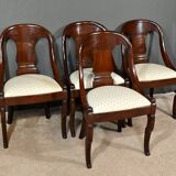 Set of 4 Gondola Chairs in Mahogany, Restoration period – Part 1, 19th century