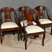 Set of 4 Gondola Chairs in Mahogany, Restoration period – Part 1, 19th century