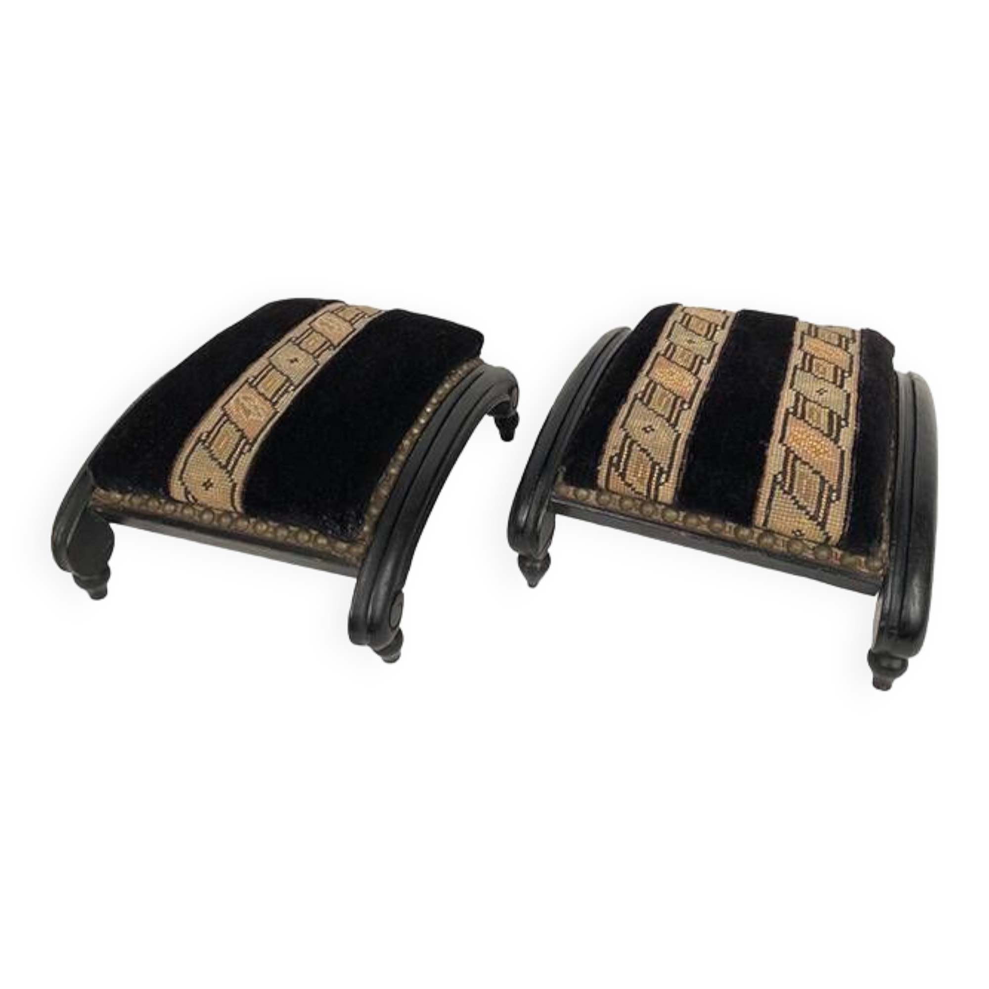 Pair of blackened wooden footstools, Napoleon III period
