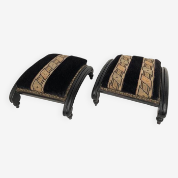 Pair of blackened wooden footstools, Napoleon III period