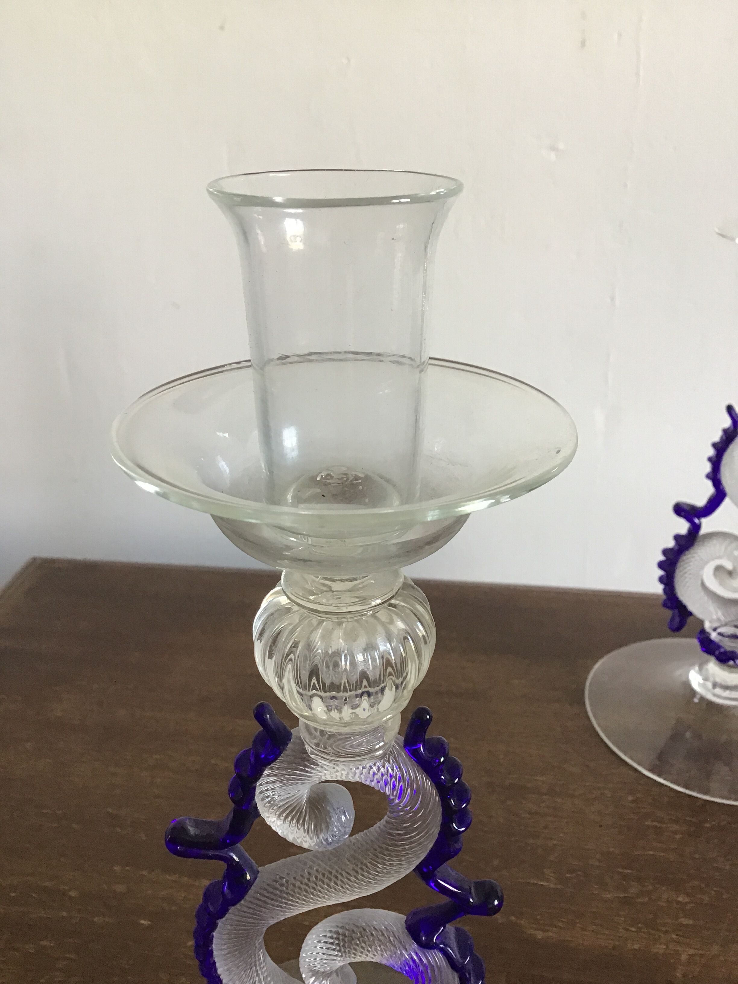 Set of 2 Murano glass candlesticks