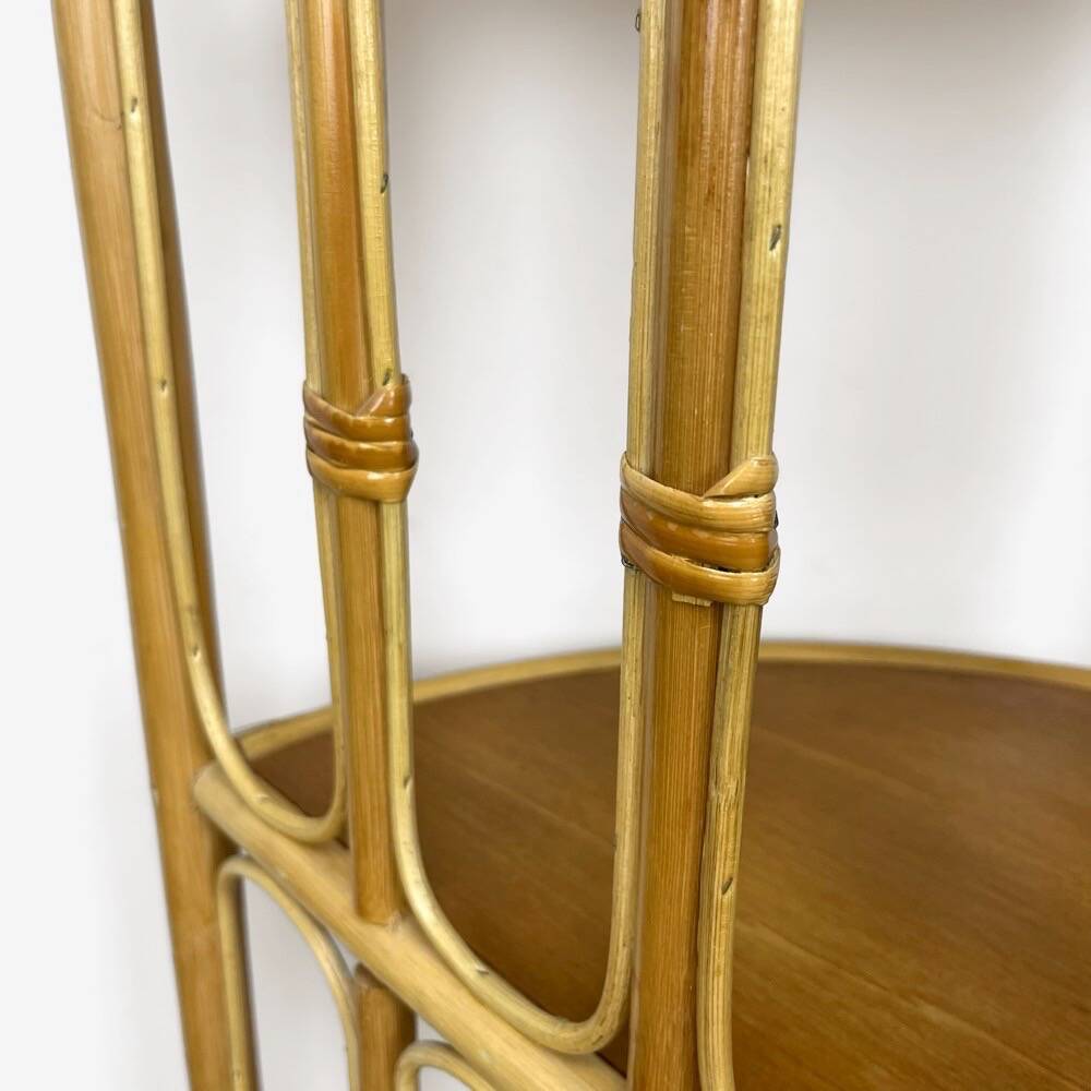 1960s rattan corner shelf