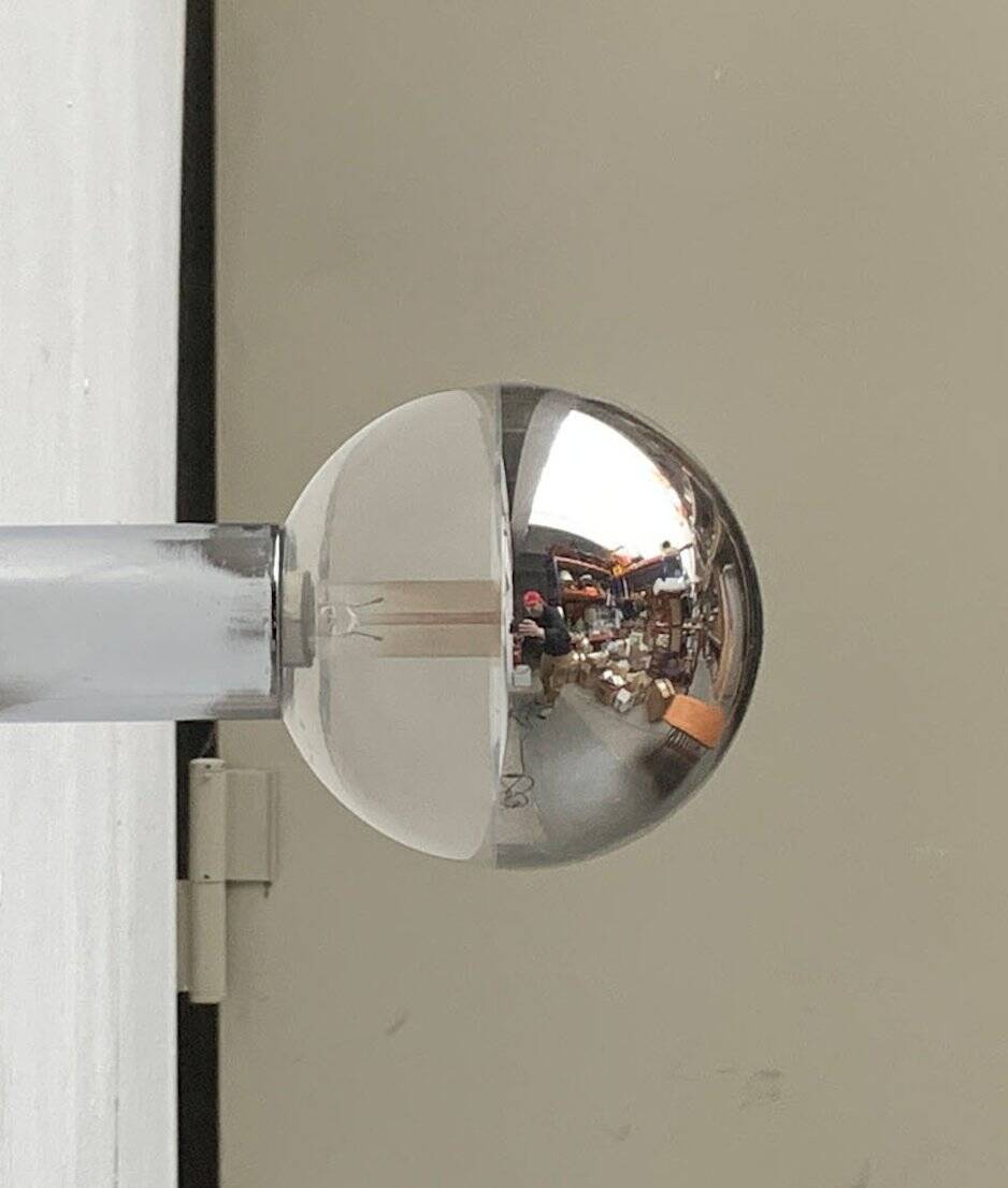 Vintage German ceiling lamp in chrome and glass from the space age by Motoko Ishii for Staff, 1970s.