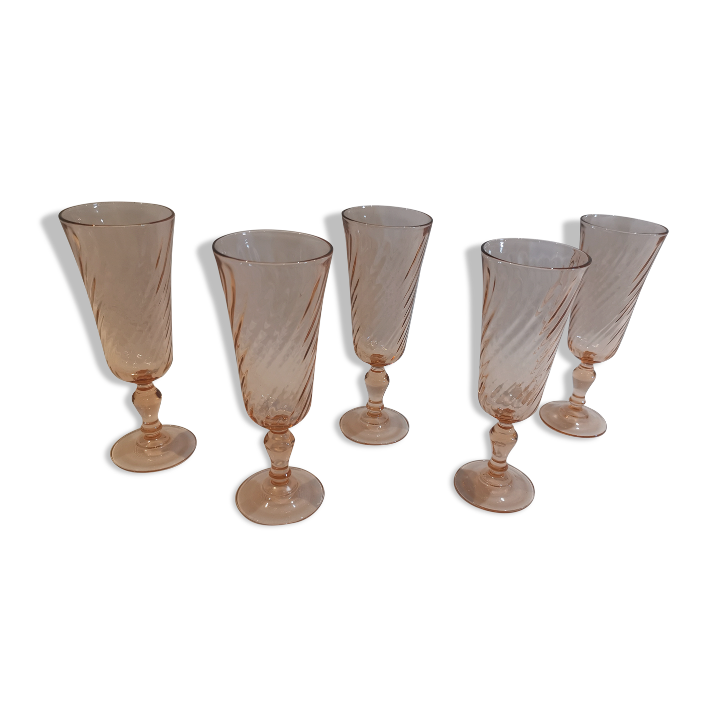 Lot de 6 flûtes à champagne Rose torsadé Rosaline Luminarc Vintage