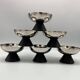 6 coupes à glaces en métal chromé et pieds en plastique noir, design 1970