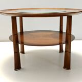 Round Solid Walnut and Crystal Coffee Table attr. to Paolo Buffa, Italy